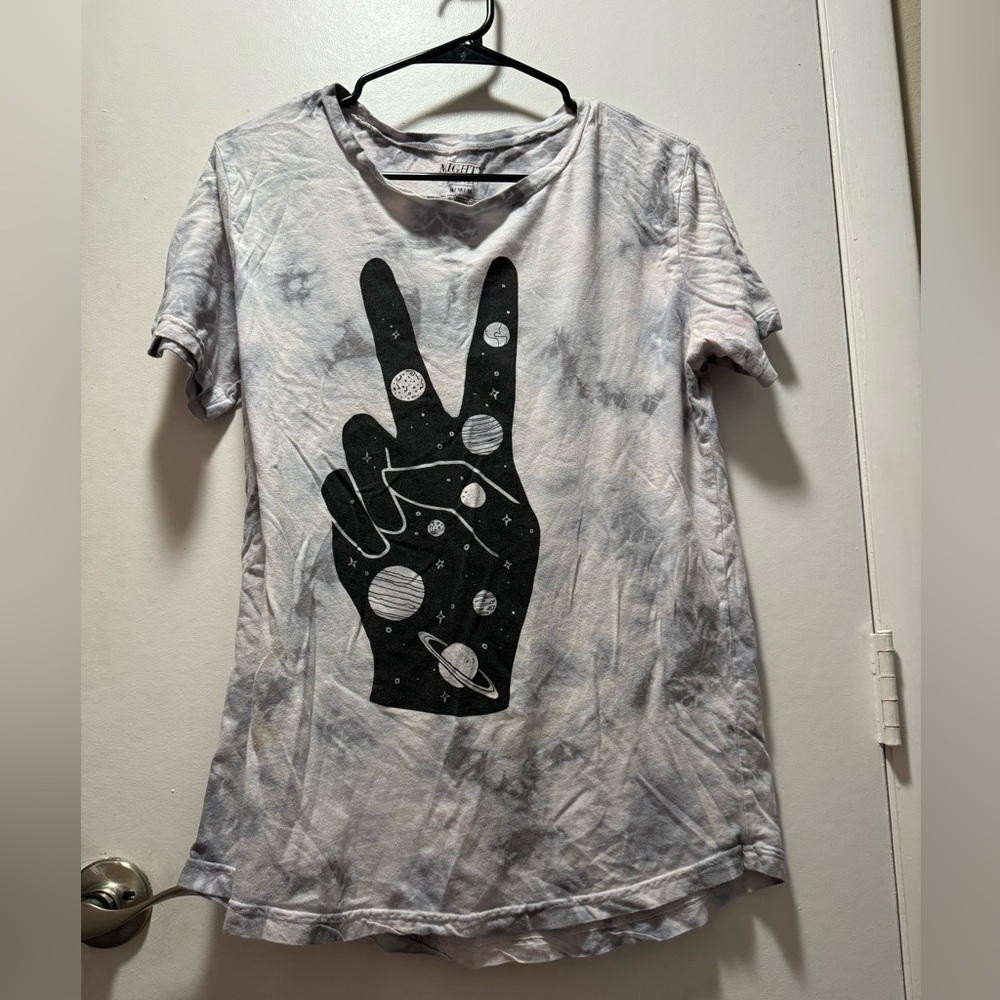 Mighty Fine grey tie-dye graphic T-shirt - size medium